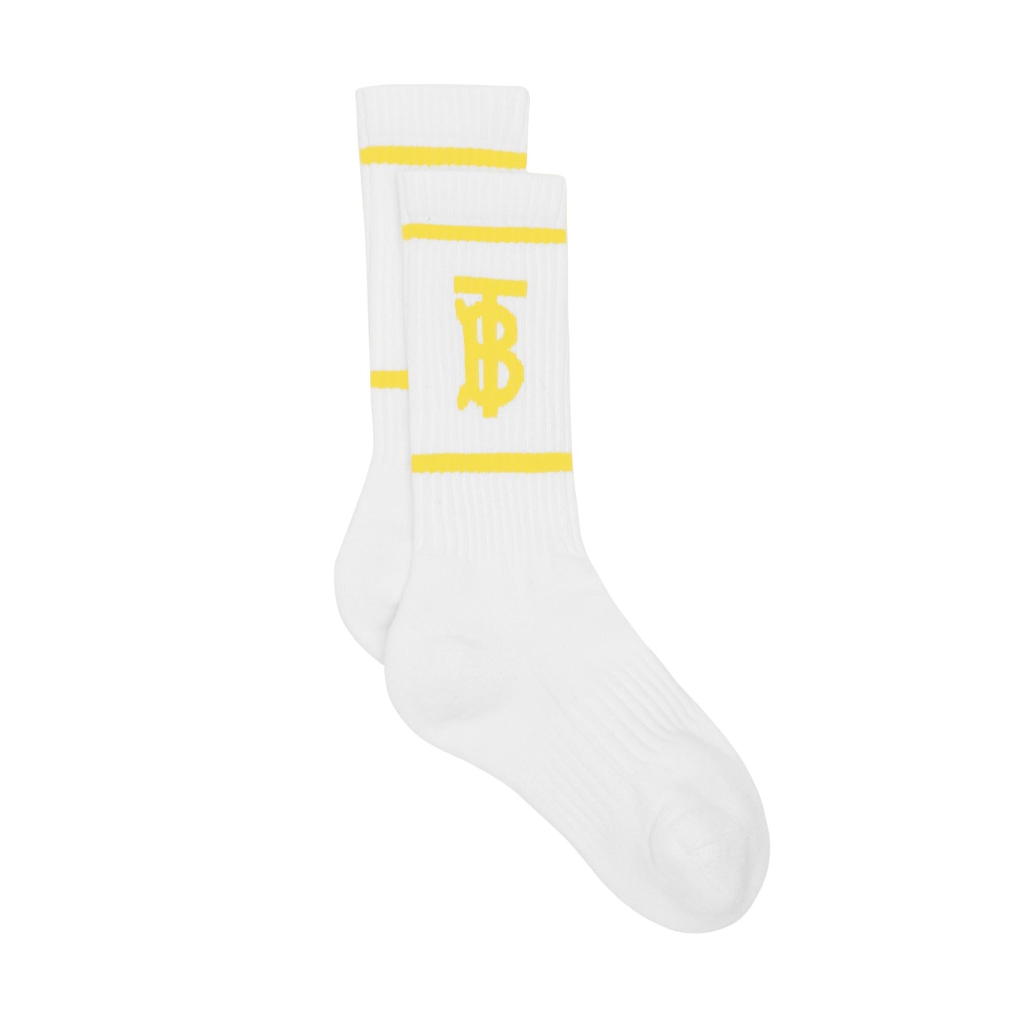 Chaussettes en intarsia monogram - Blanc & jaune