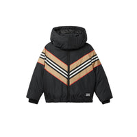 BLACK Doudoune avec rayures iconiques et logo appliqué