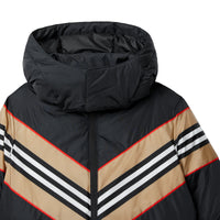 BLACK Doudoune avec rayures iconiques et logo appliqué