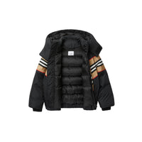 BLACK Doudoune avec rayures iconiques et logo appliqué