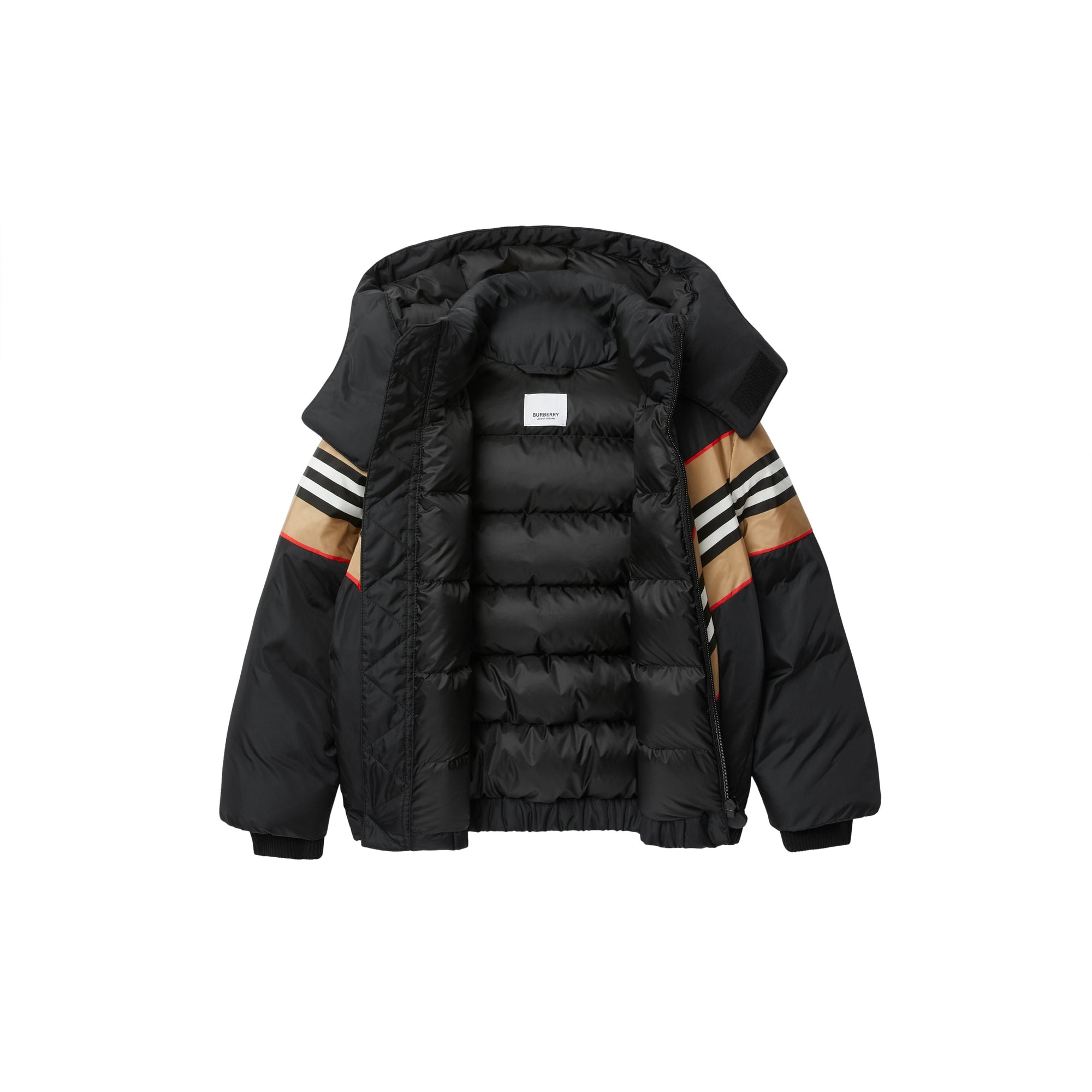 BLACK Doudoune avec rayures iconiques et logo appliqué