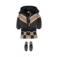 BLACK Doudoune avec rayures iconiques et logo appliqué