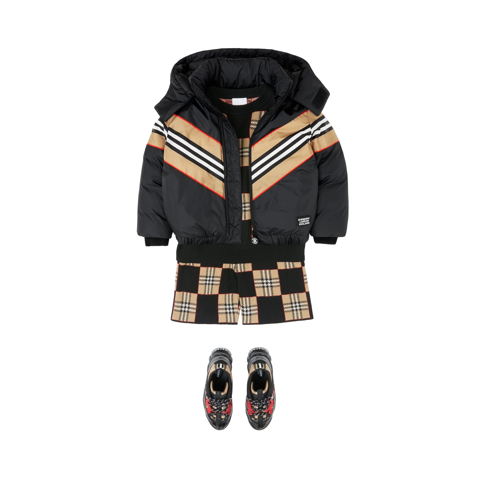 BLACK Doudoune avec rayures iconiques et logo appliqué