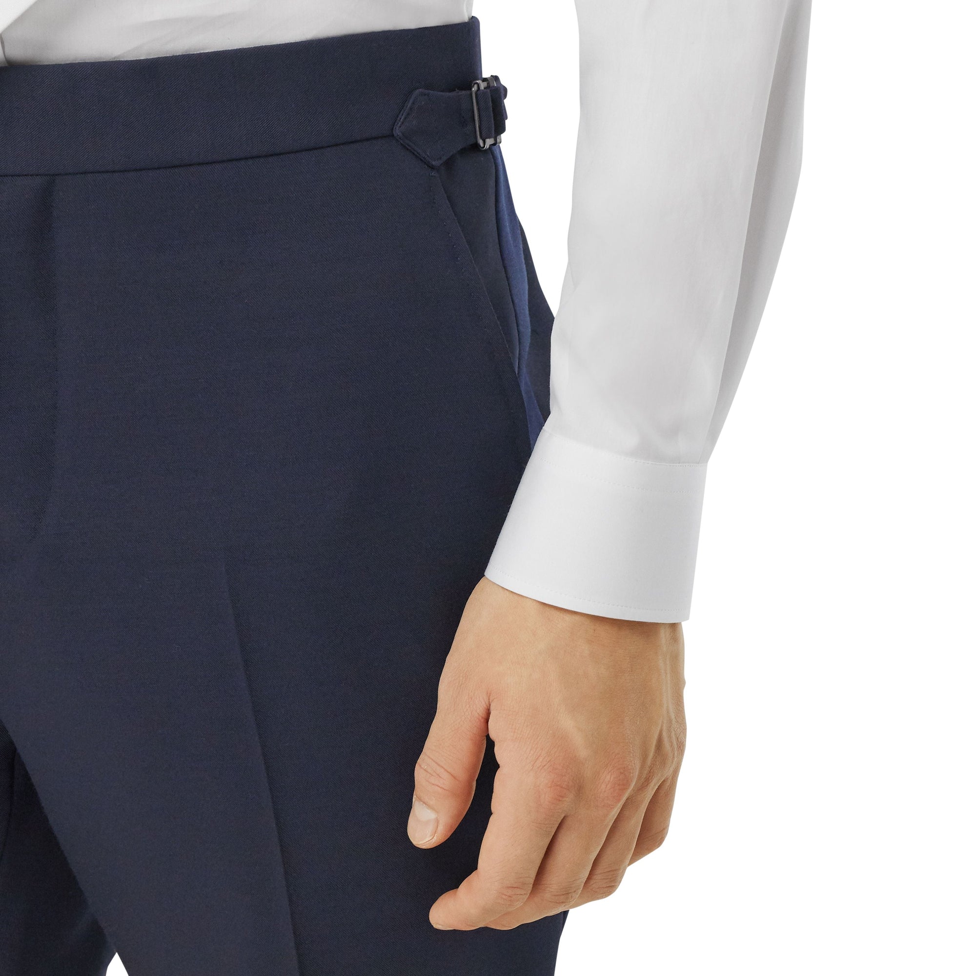 NAVY Pantalon de costume classique en laine et soie mélangées