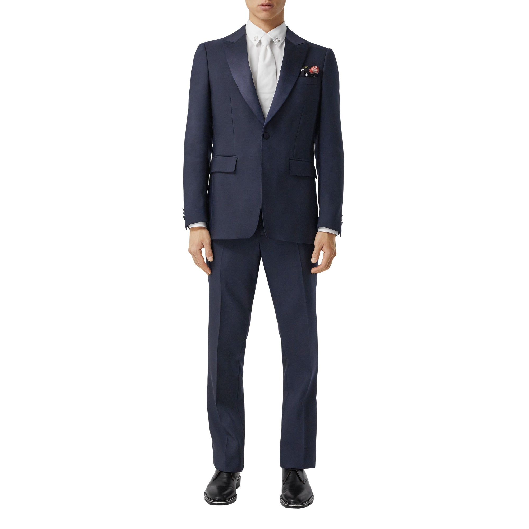 NAVY Pantalon de costume classique en laine et soie mélangées