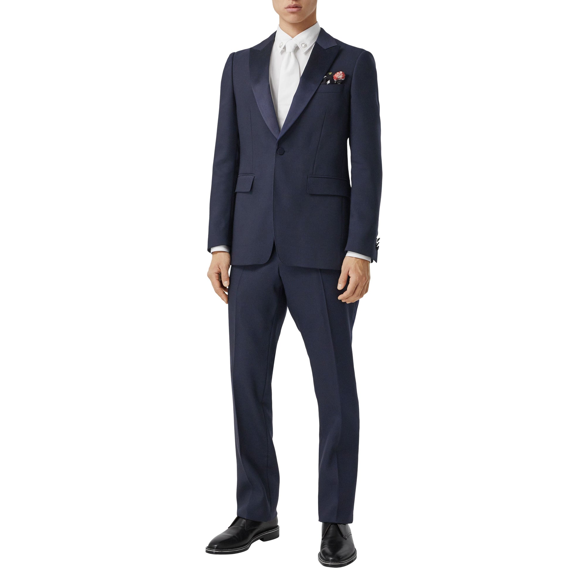 NAVY Pantalon de costume classique en laine et soie mélangées