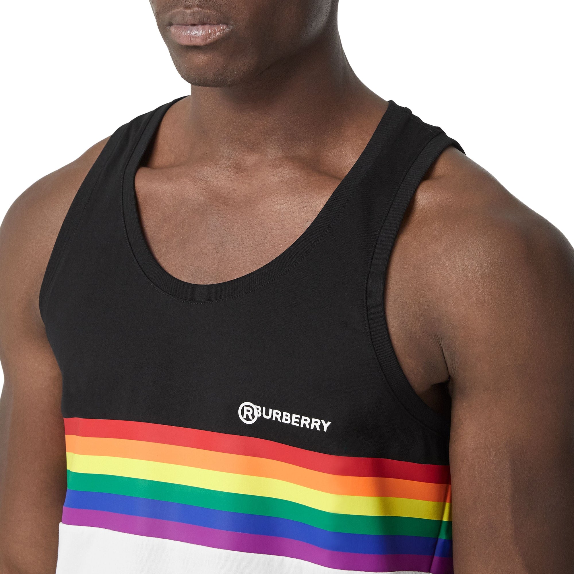 BLACK Débardeur en coton à rayures arc-en-ciel unisexe