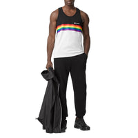 BLACK Débardeur en coton à rayures arc-en-ciel unisexe