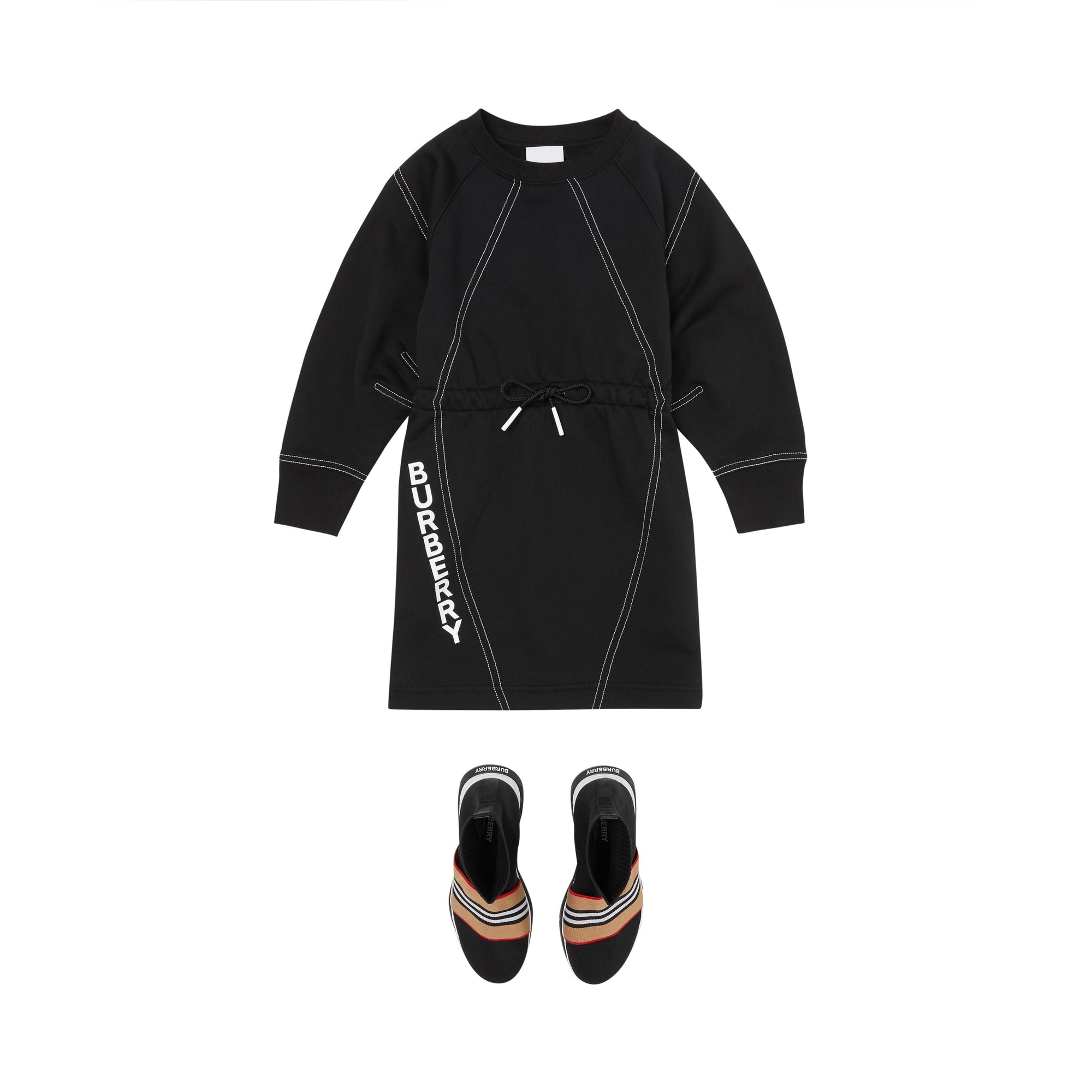BLACK Robe à manches longues en coton avec logo