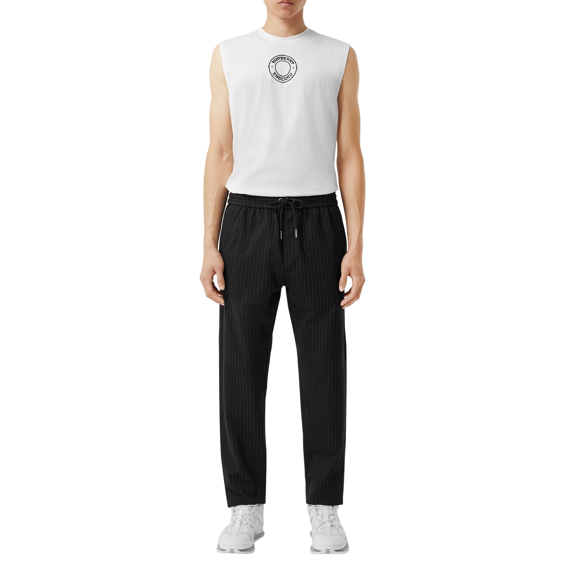 BLACK STRIPE Pantalon de survêtement en jersey stretch à fines rayures