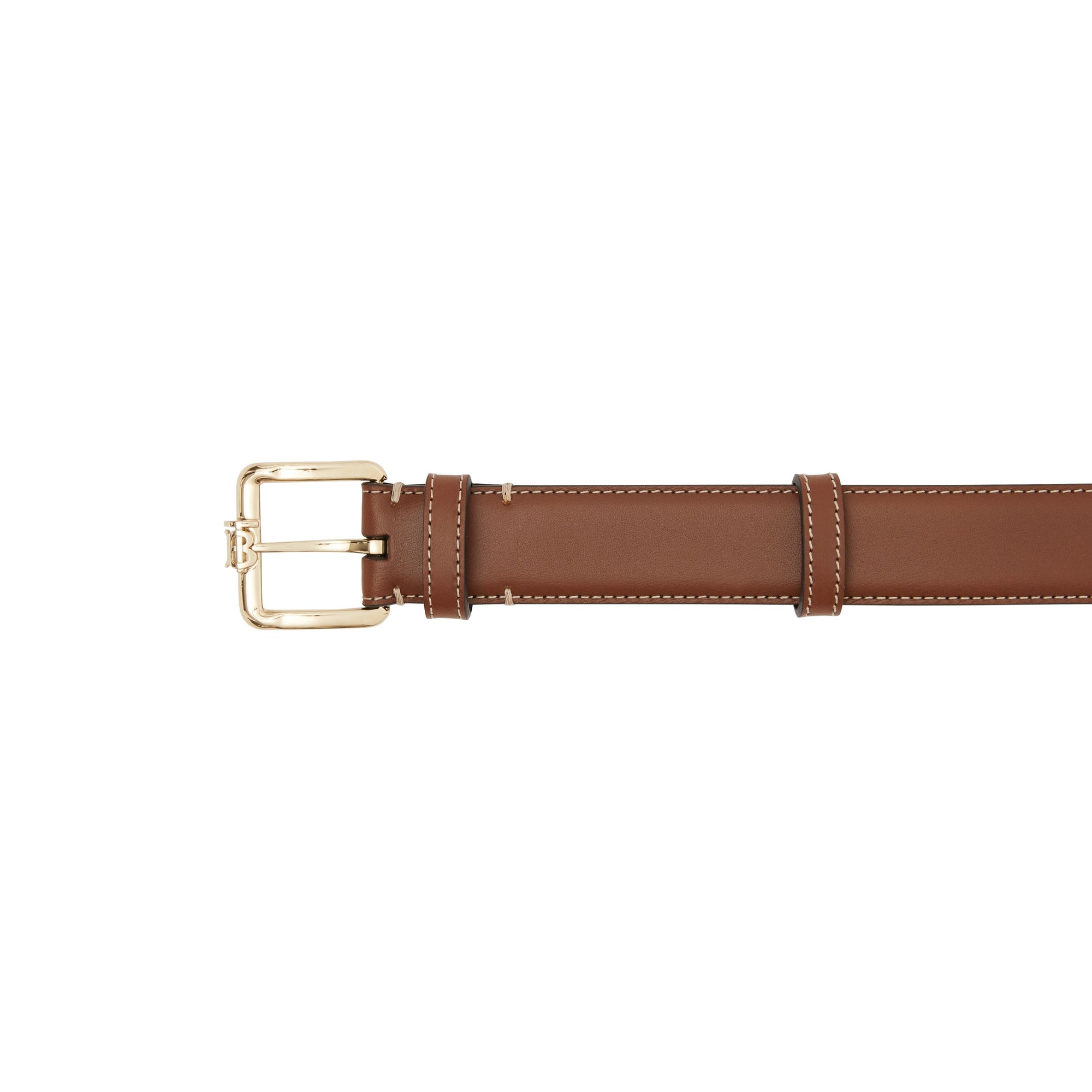 TAN/LIGHT GOLD Ceinture en cuir surpiqué Monogram