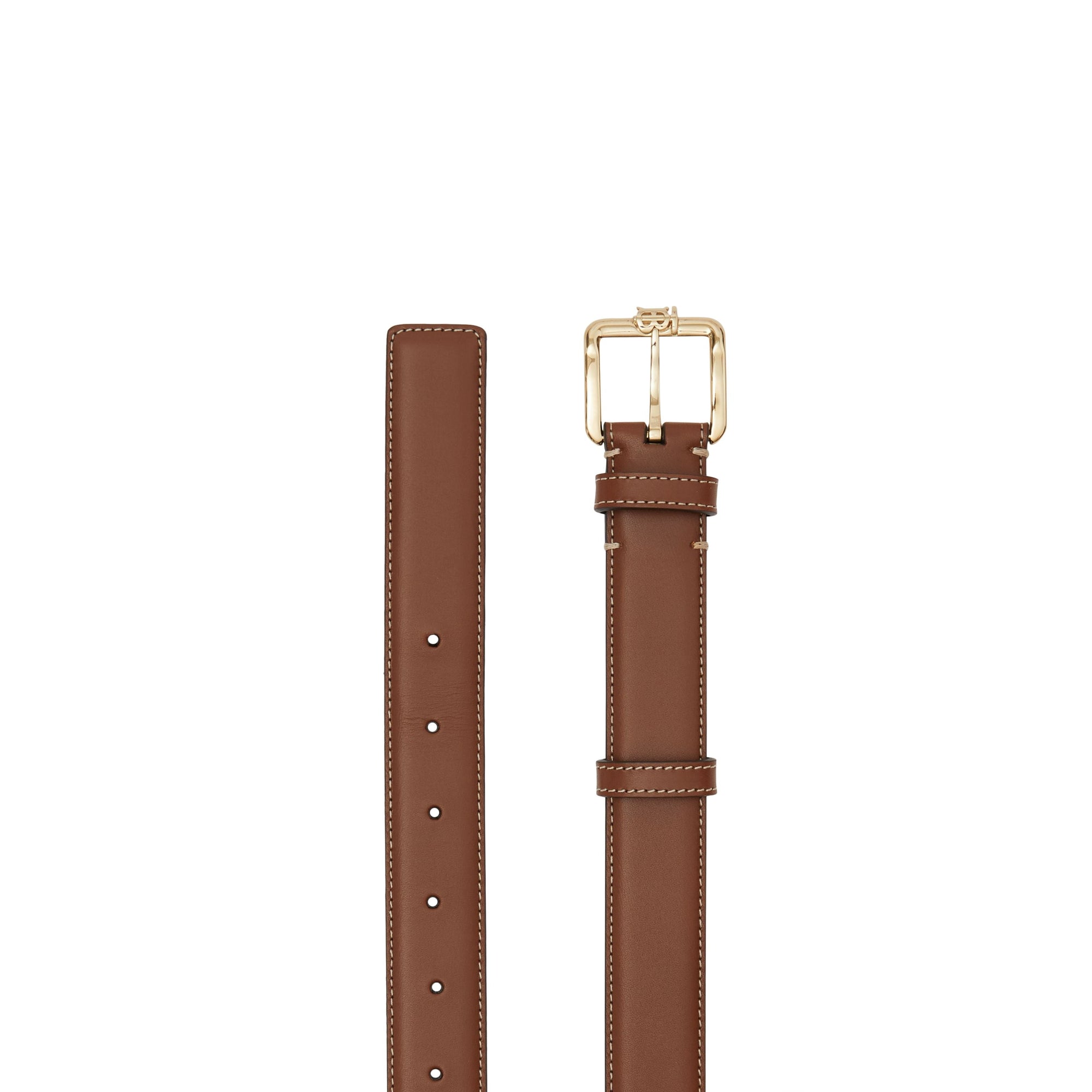 TAN/LIGHT GOLD Ceinture en cuir surpiqué Monogram