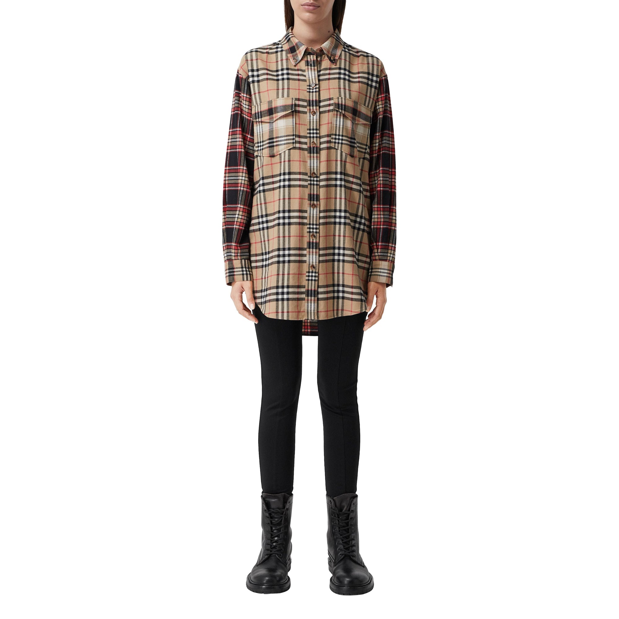 ARCHIVE BEIGE IP CHK Chemise oversize en flanelle de coton check