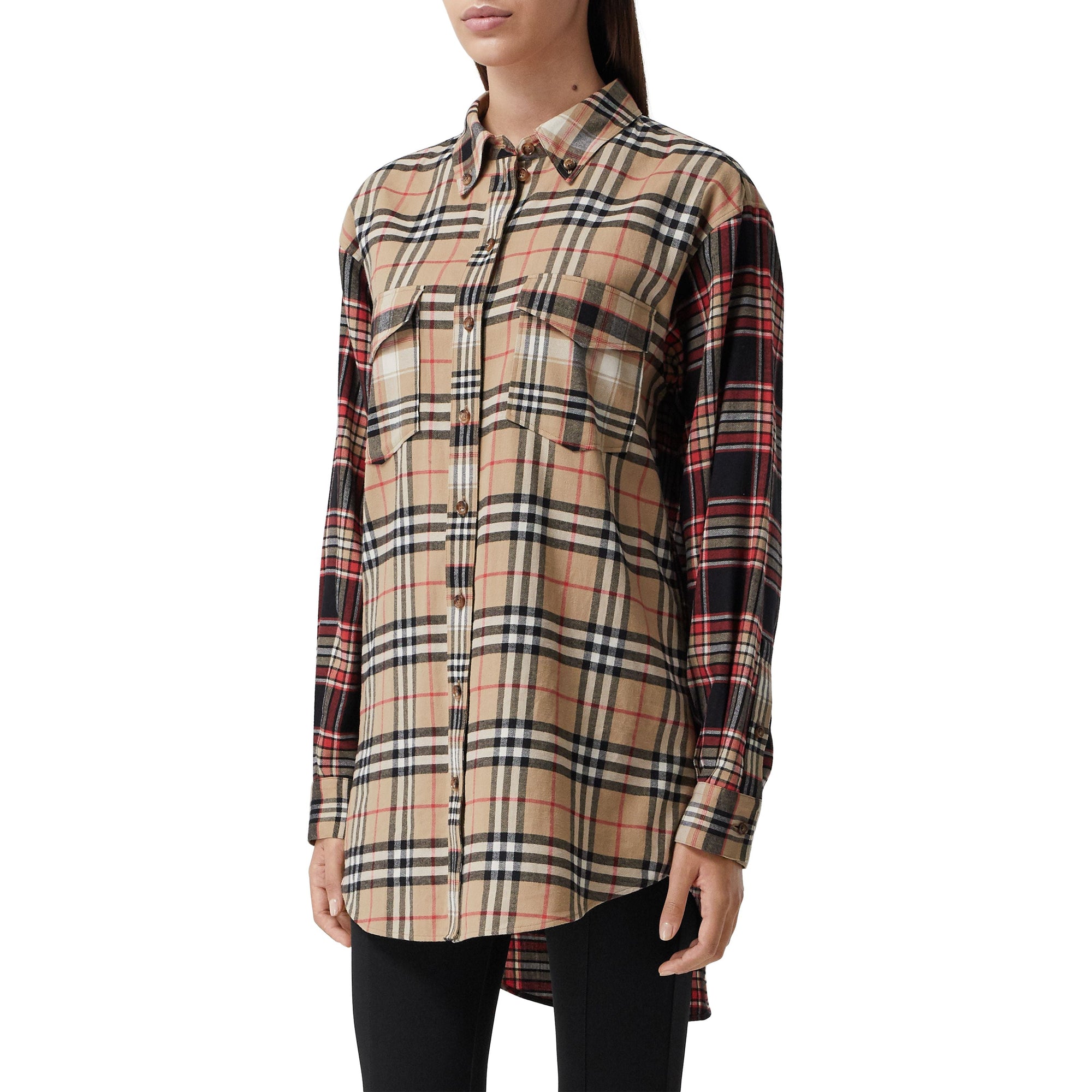 ARCHIVE BEIGE IP CHK Chemise oversize en flanelle de coton check