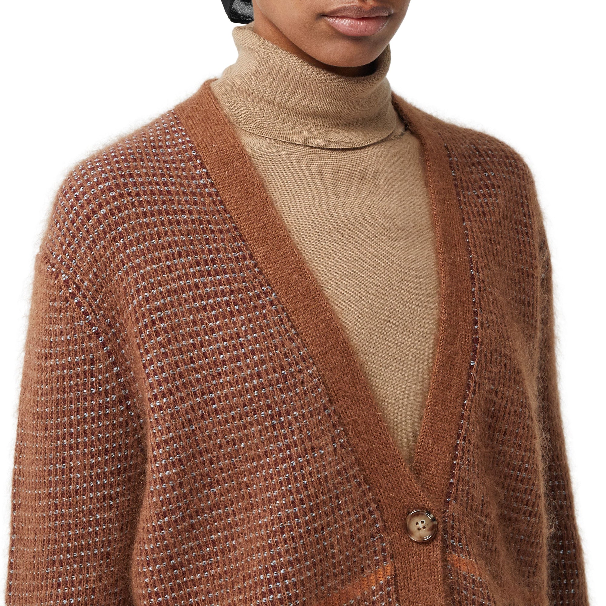 CHESTNUT Cardigan en laine, mohair et soie mélangés check