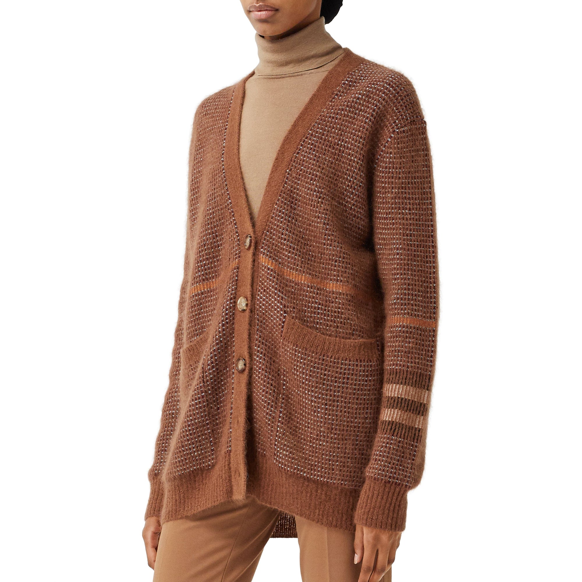 CHESTNUT Cardigan en laine, mohair et soie mélangés check