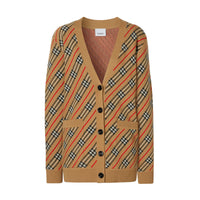 CAMEL Cardigan rayé en laine mélangée