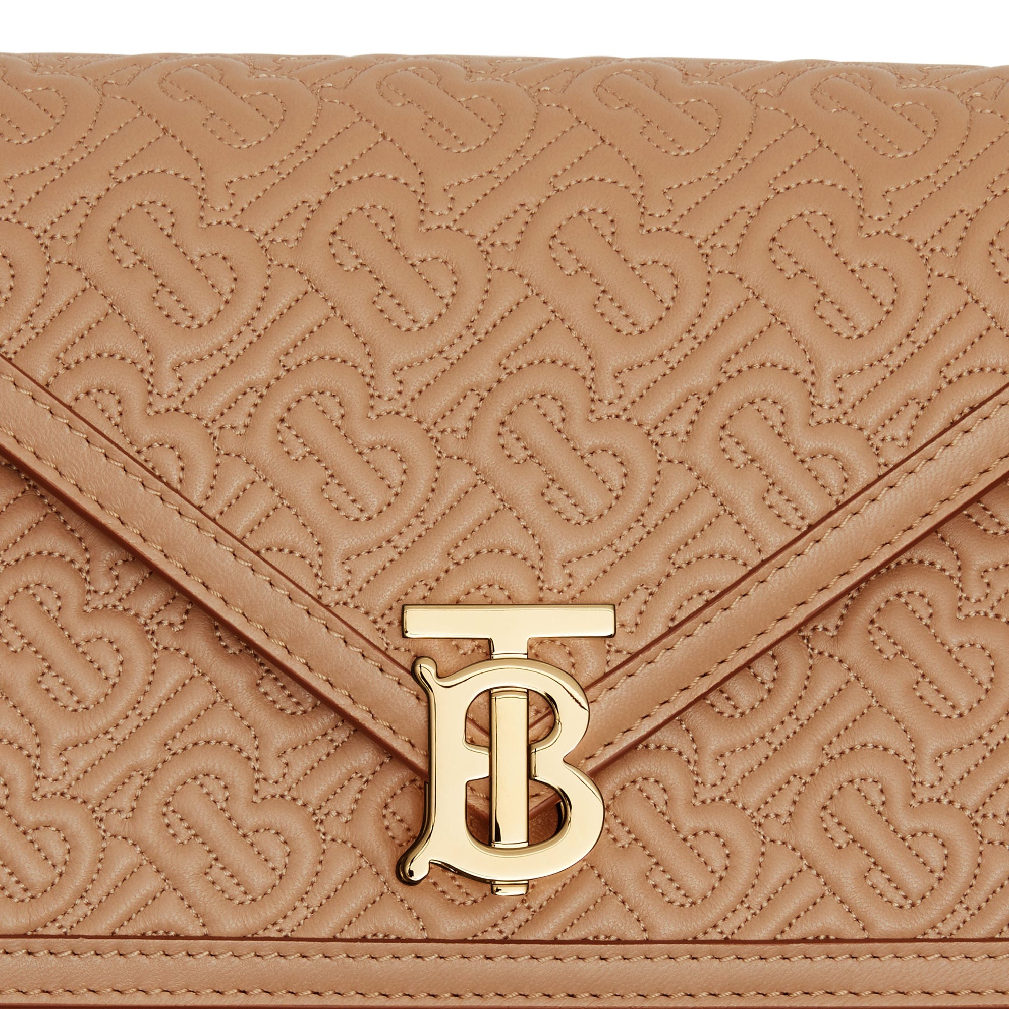 Petit clutch enveloppe TB monogram matelassé - Miel