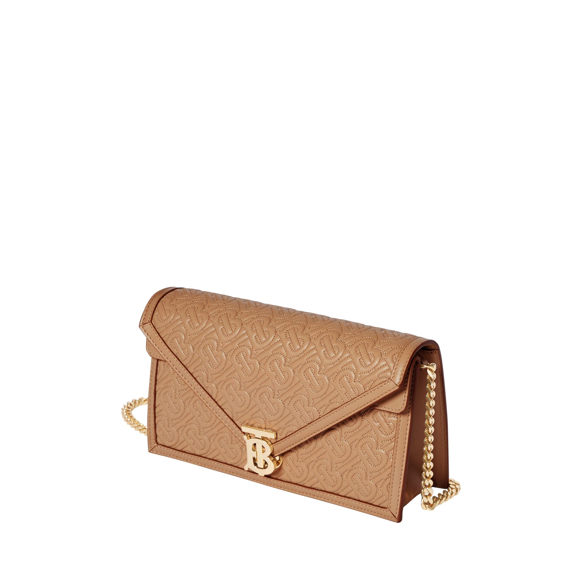 Petit clutch enveloppe TB monogram matelassé - Miel