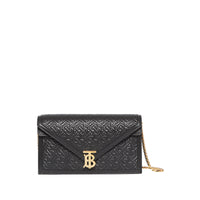 Petite clutch enveloppe TB monogram matelassé - Noir