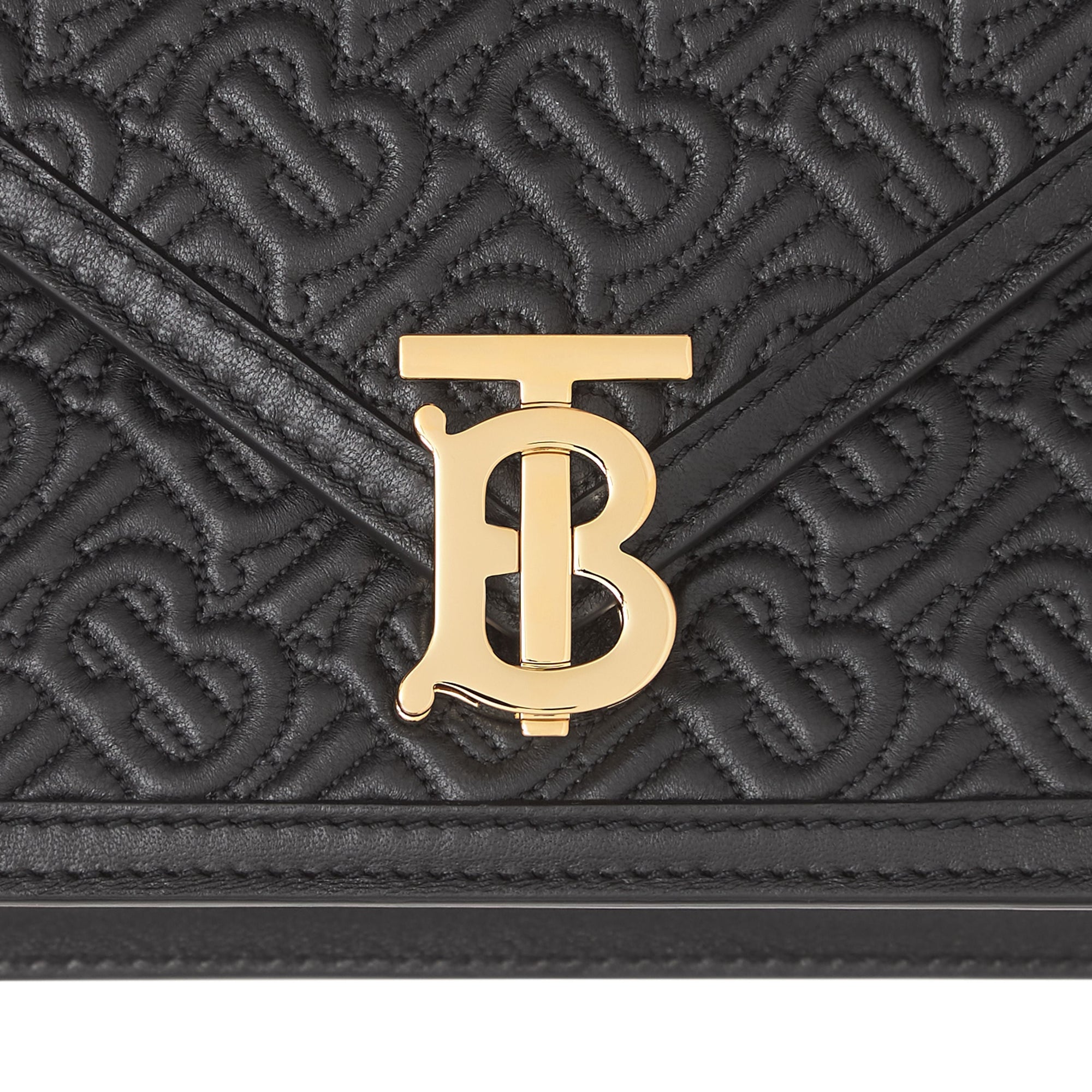Petite clutch enveloppe TB Monogram matelassé - Noir