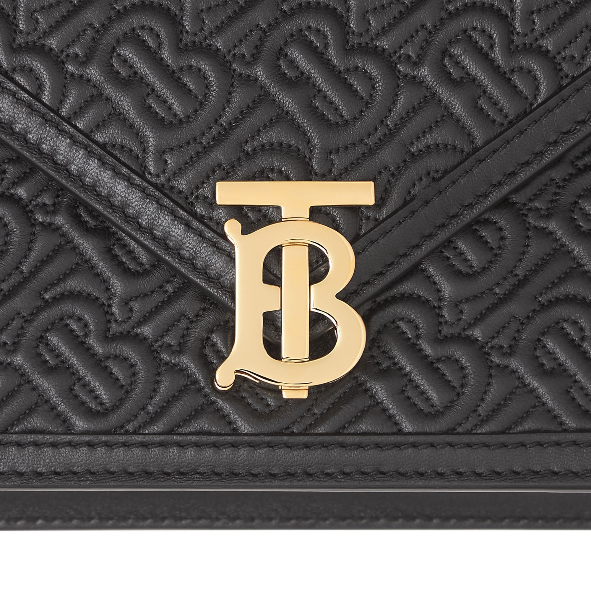 Petite clutch enveloppe TB monogram matelassé - Noir