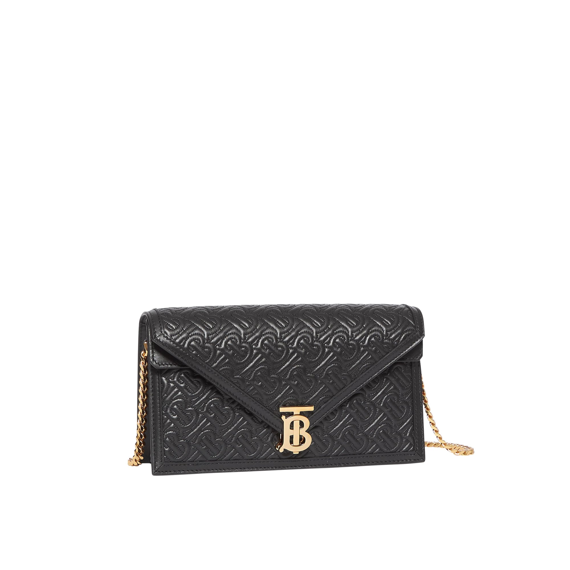 Petite clutch enveloppe TB Monogram matelassé - Noir