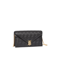 Petite clutch enveloppe TB monogram matelassé - Noir