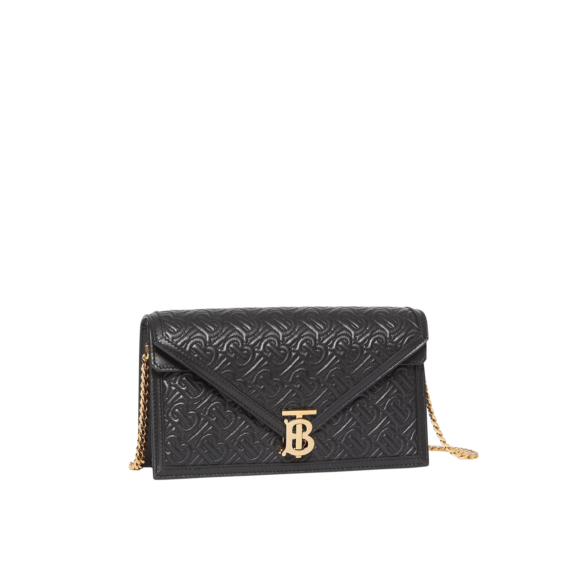 Petite clutch enveloppe TB monogram matelassé - Noir