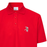 BRIGHT RED Polo oversize en piqué de coton à motif daim