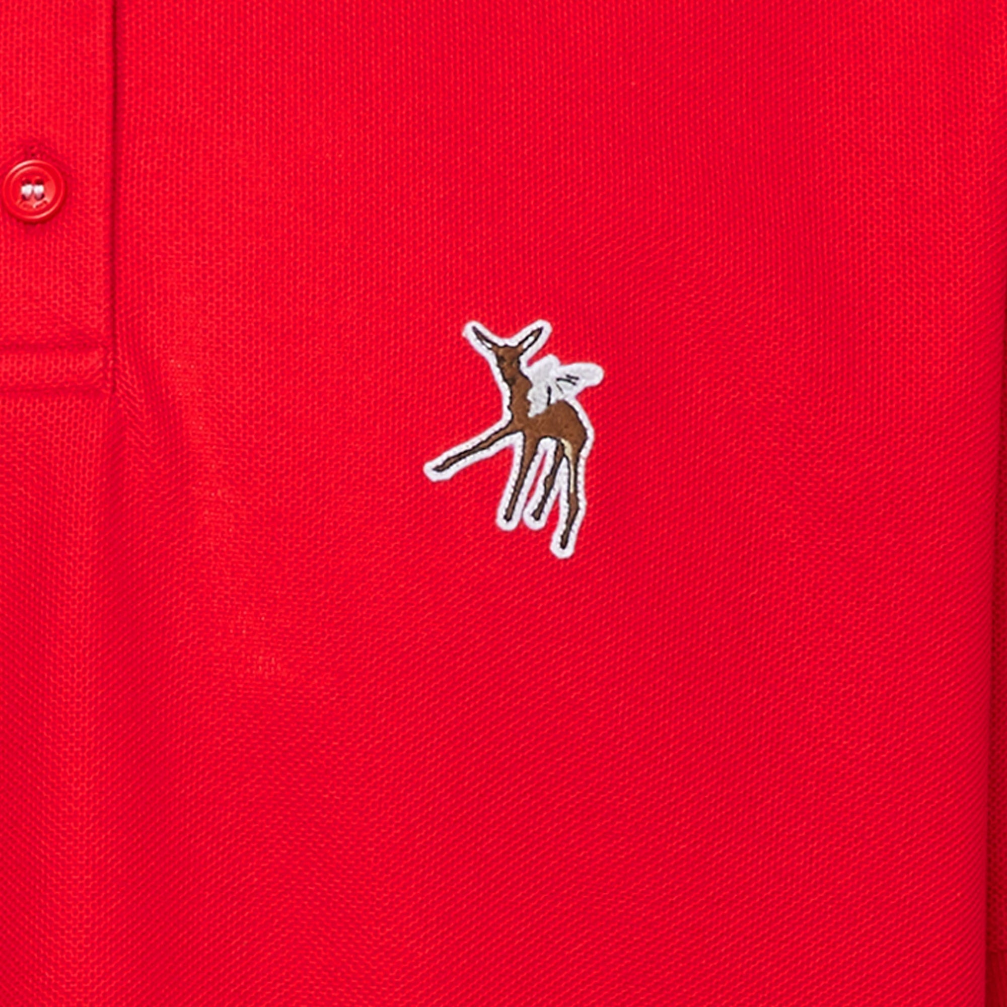 BRIGHT RED Polo oversize en piqué de coton à motif daim