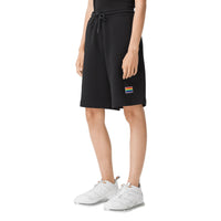 BLACK Short à cordon de serrage en coton avec appliqué arc-en-ciel unisexe