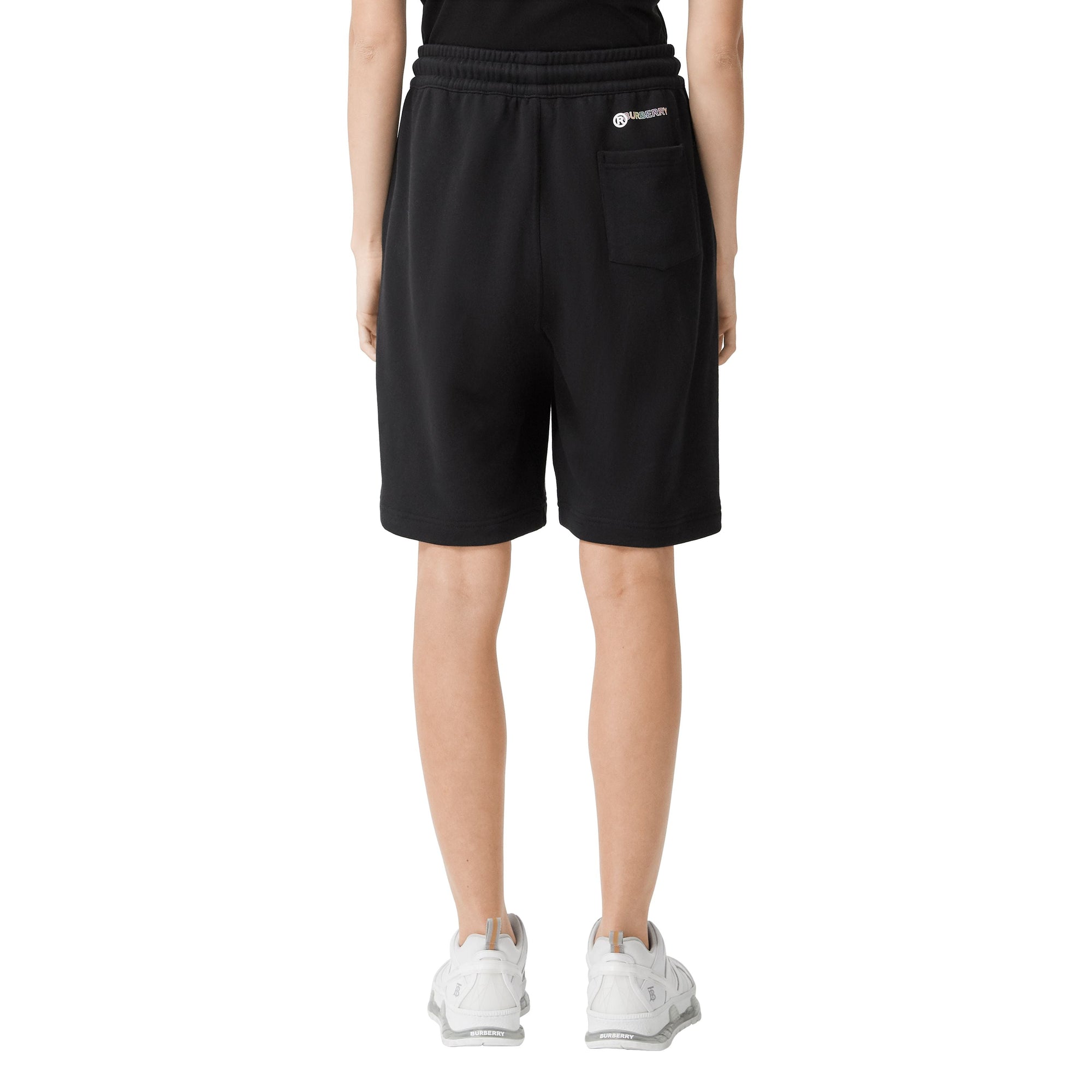 BLACK Short à cordon de serrage en coton avec appliqué arc-en-ciel unisexe