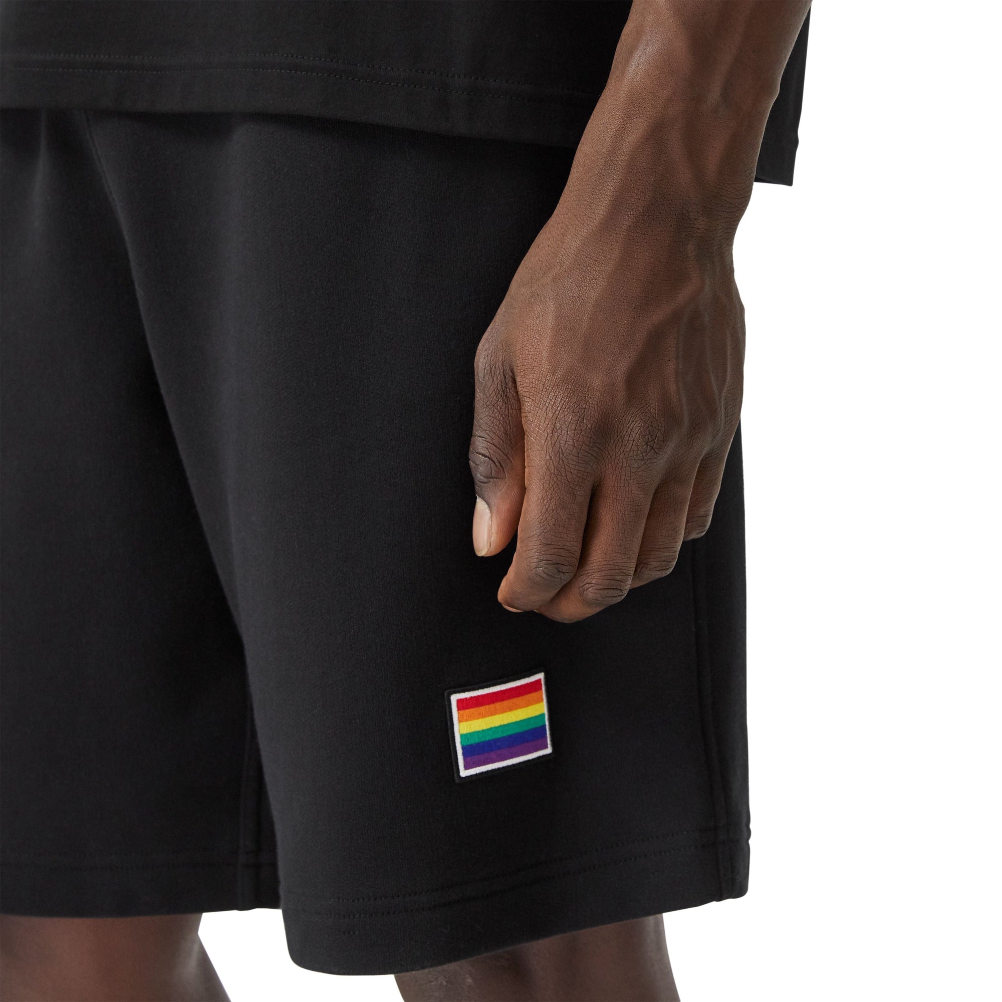 BLACK Short à cordon de serrage en coton avec appliqué arc-en-ciel unisexe