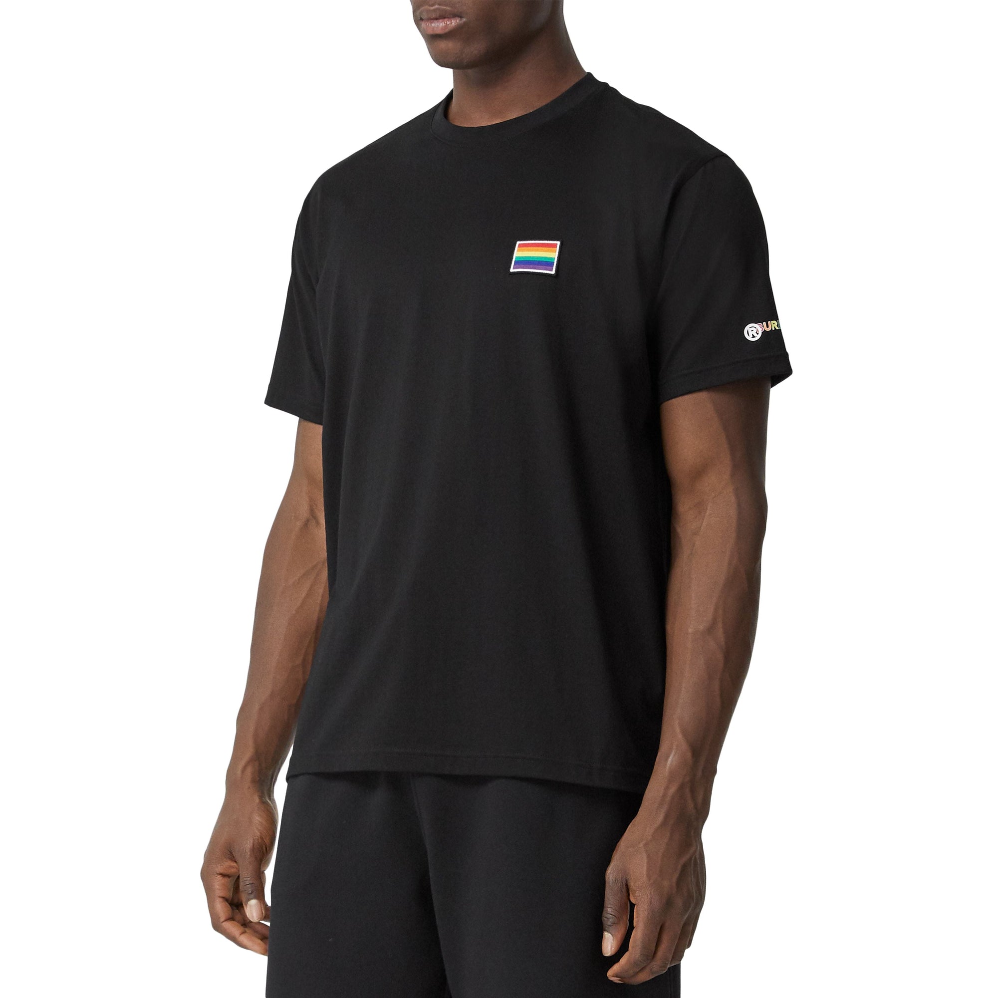 BLACK Short à cordon de serrage en coton avec appliqué arc-en-ciel unisexe