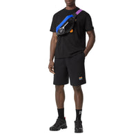 BLACK Short à cordon de serrage en coton avec appliqué arc-en-ciel unisexe