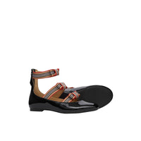 BLACK Chaussures en cuir verni avec nœuds à rayures iconiques
