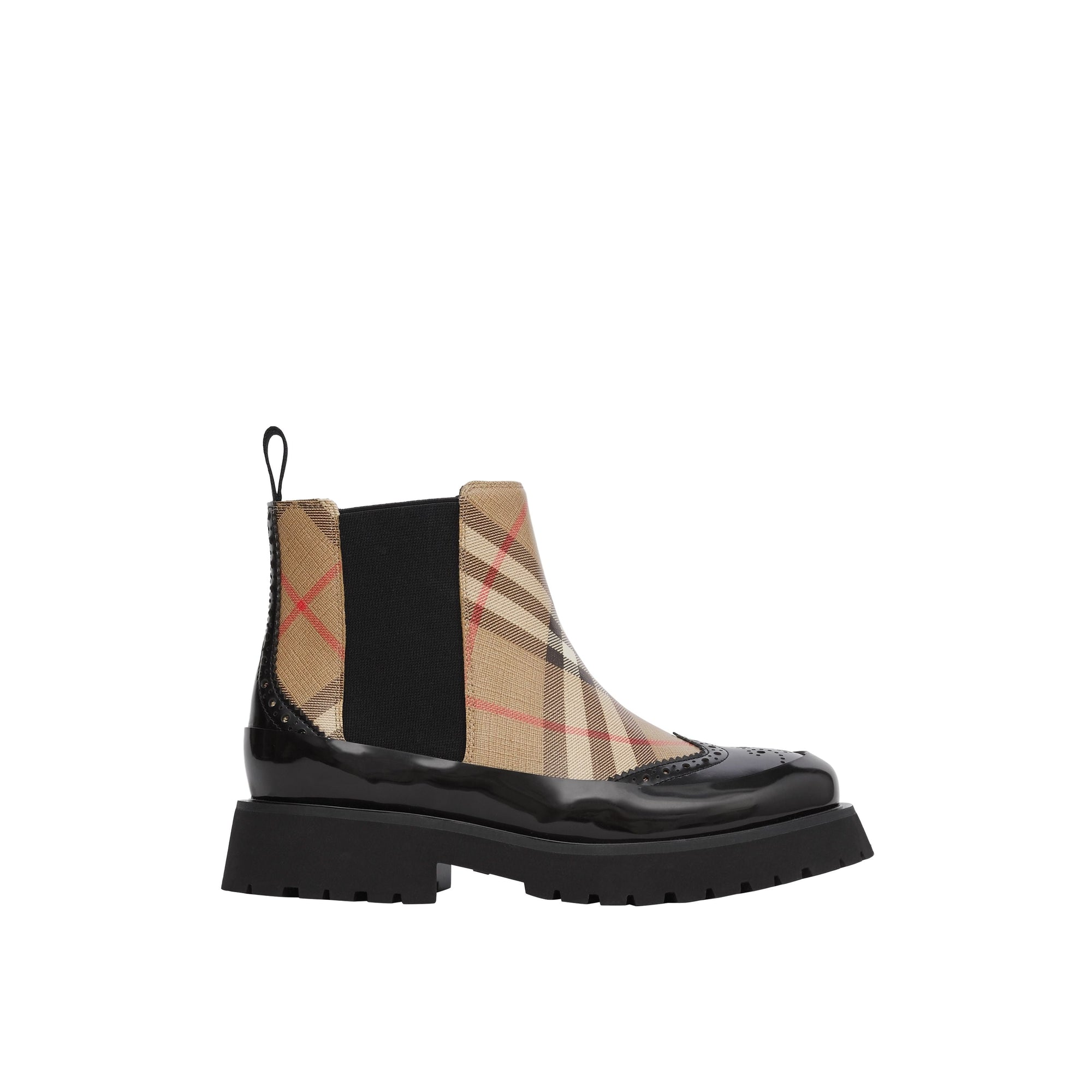 ARCHIVE BEIGE Bottines Chelsea en cuir Vintage check