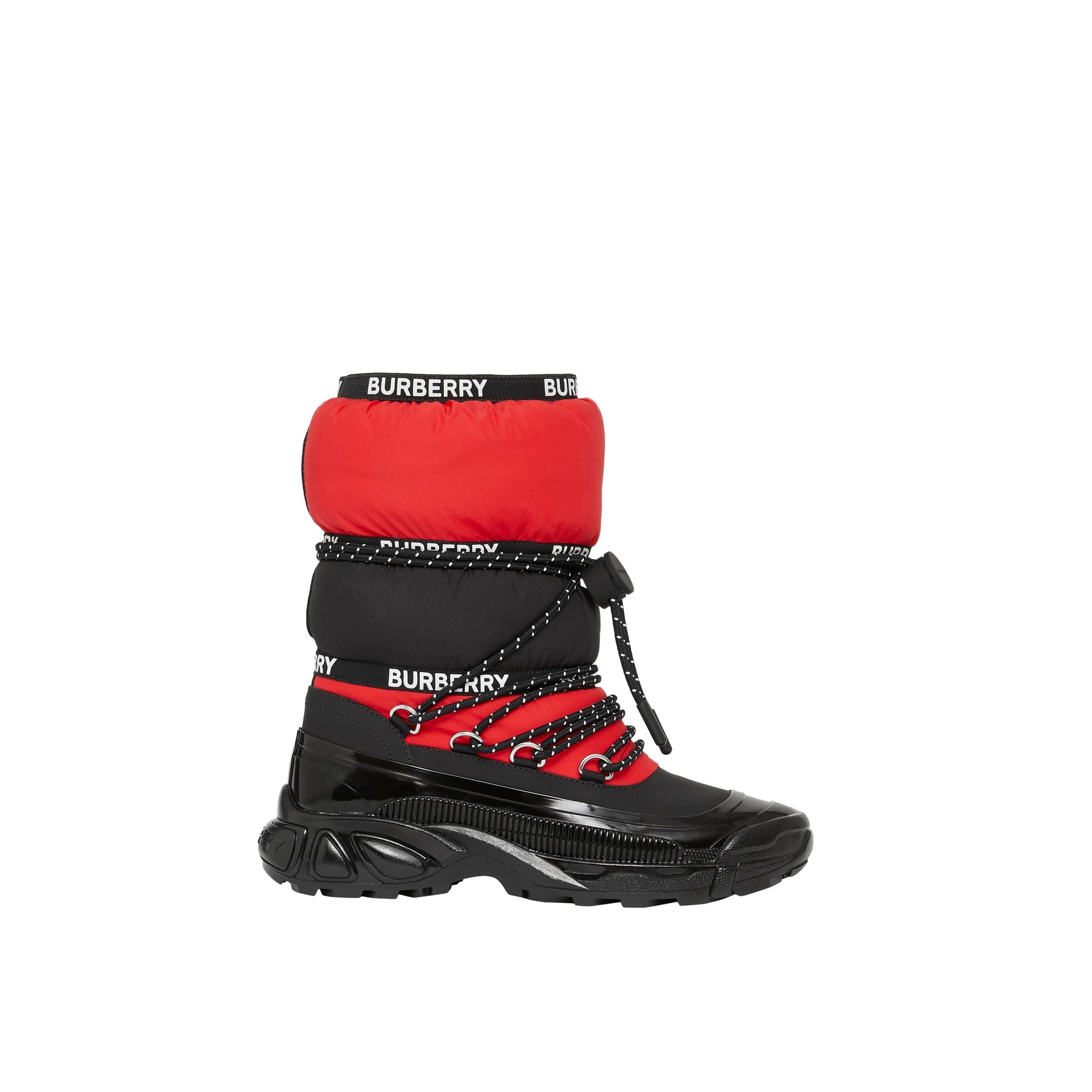 BLACK/BRIGHT RED Bottes de neige color-block avec bandes à logo