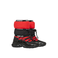 BLACK/BRIGHT RED Bottes de neige color-block avec bandes à logo