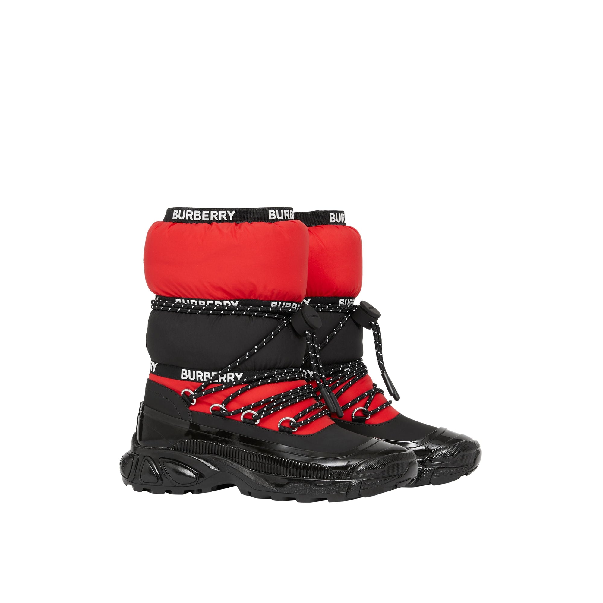 BLACK/BRIGHT RED Bottes de neige color-block avec bandes à logo