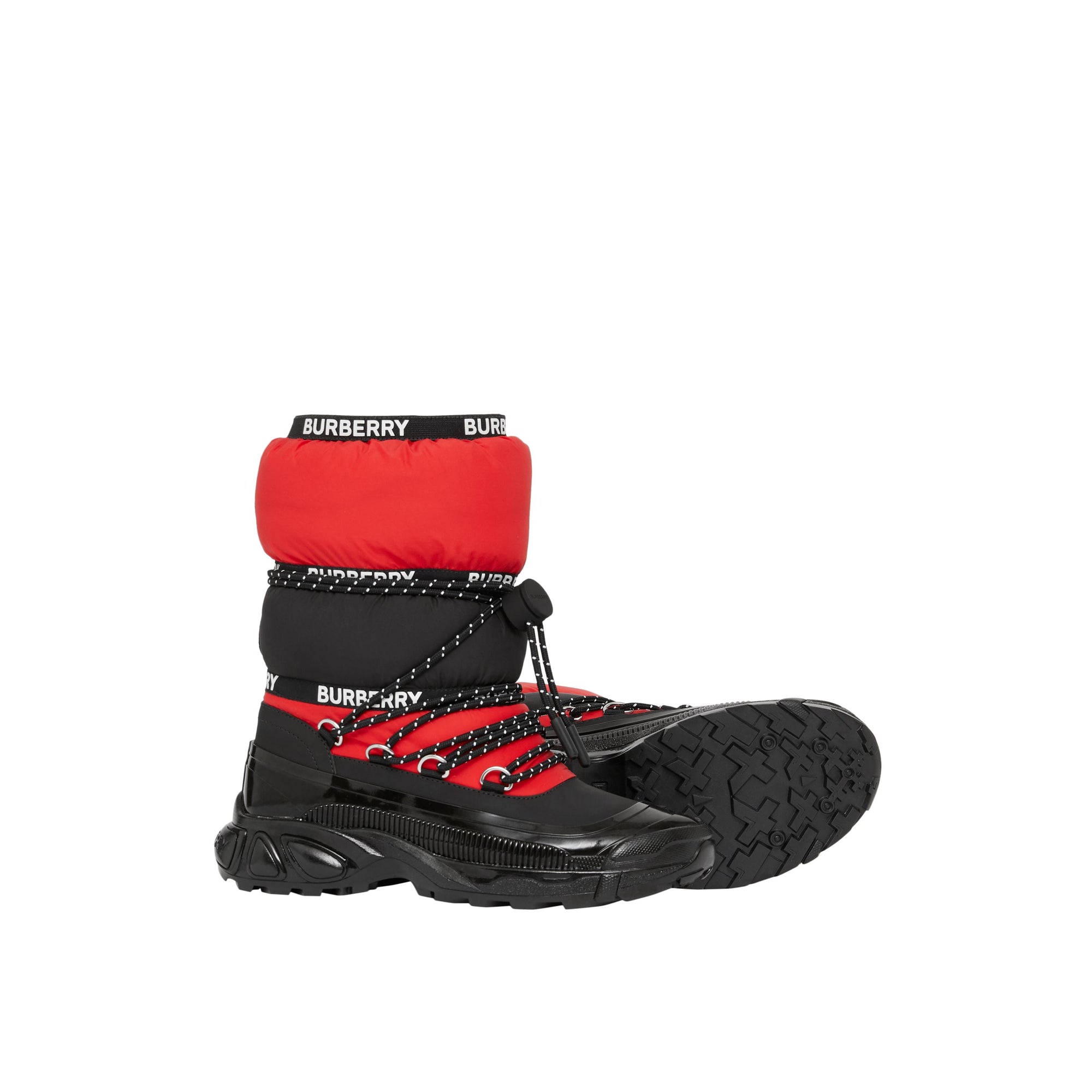 BLACK/BRIGHT RED Bottes de neige color-block avec bandes à logo
