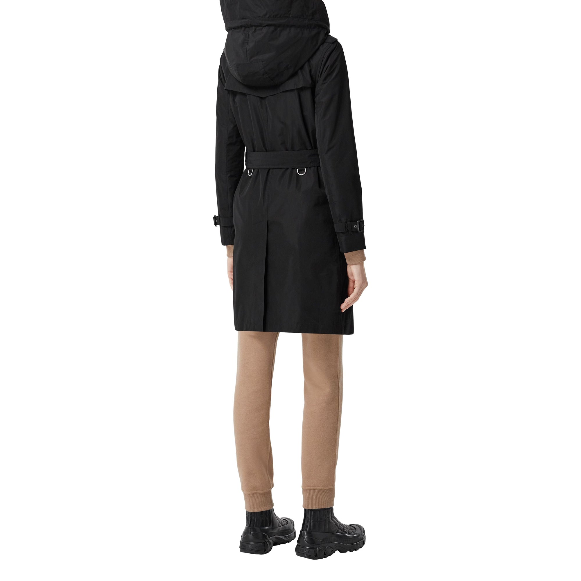 Trench-coat en taffetas à capuche amovible - Noir
