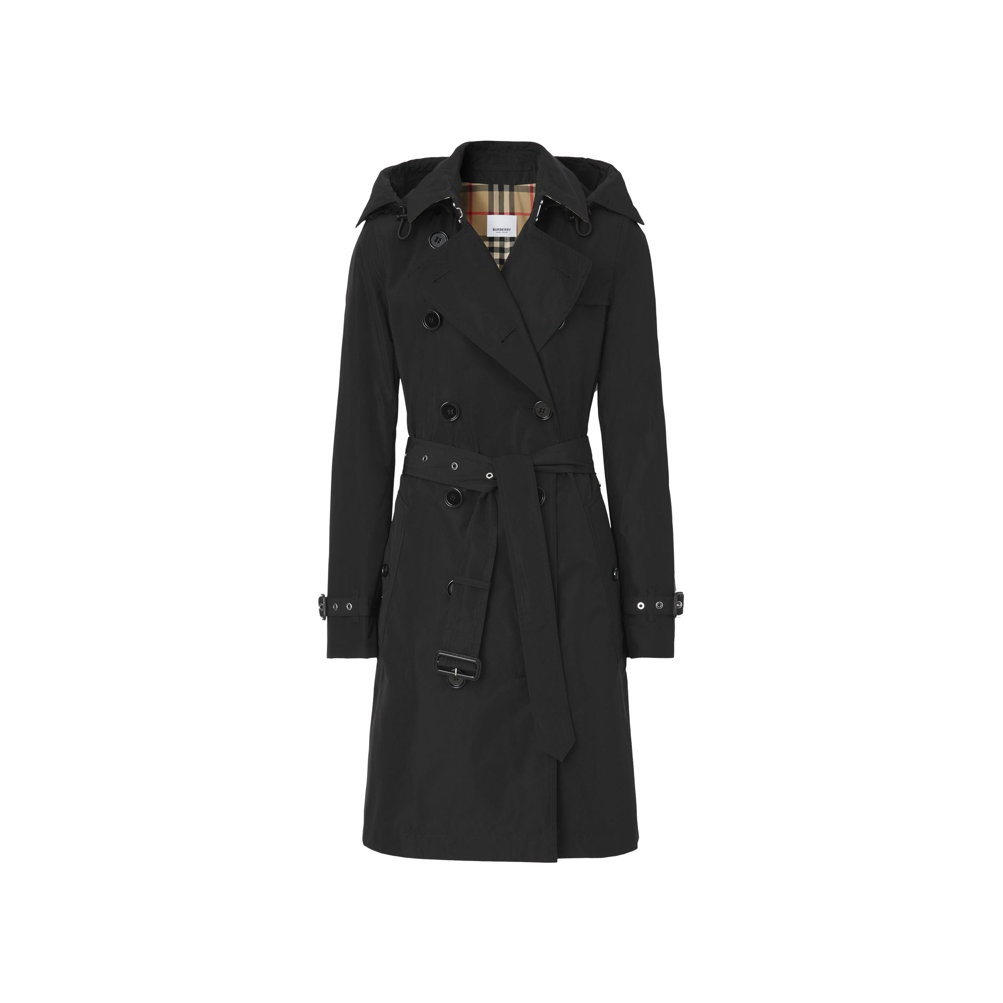 Trench-coat en taffetas à capuche amovible - Noir