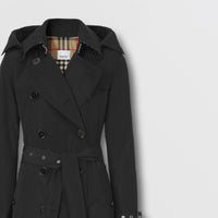 Trench-coat en taffetas à capuche amovible - Noir