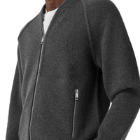 MID GREY MELANGE Bomber en laine et cachemire mélangés double face