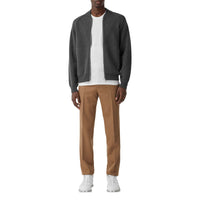 MID GREY MELANGE Bomber en laine et cachemire mélangés double face