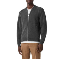 MID GREY MELANGE Bomber en laine et cachemire mélangés double face