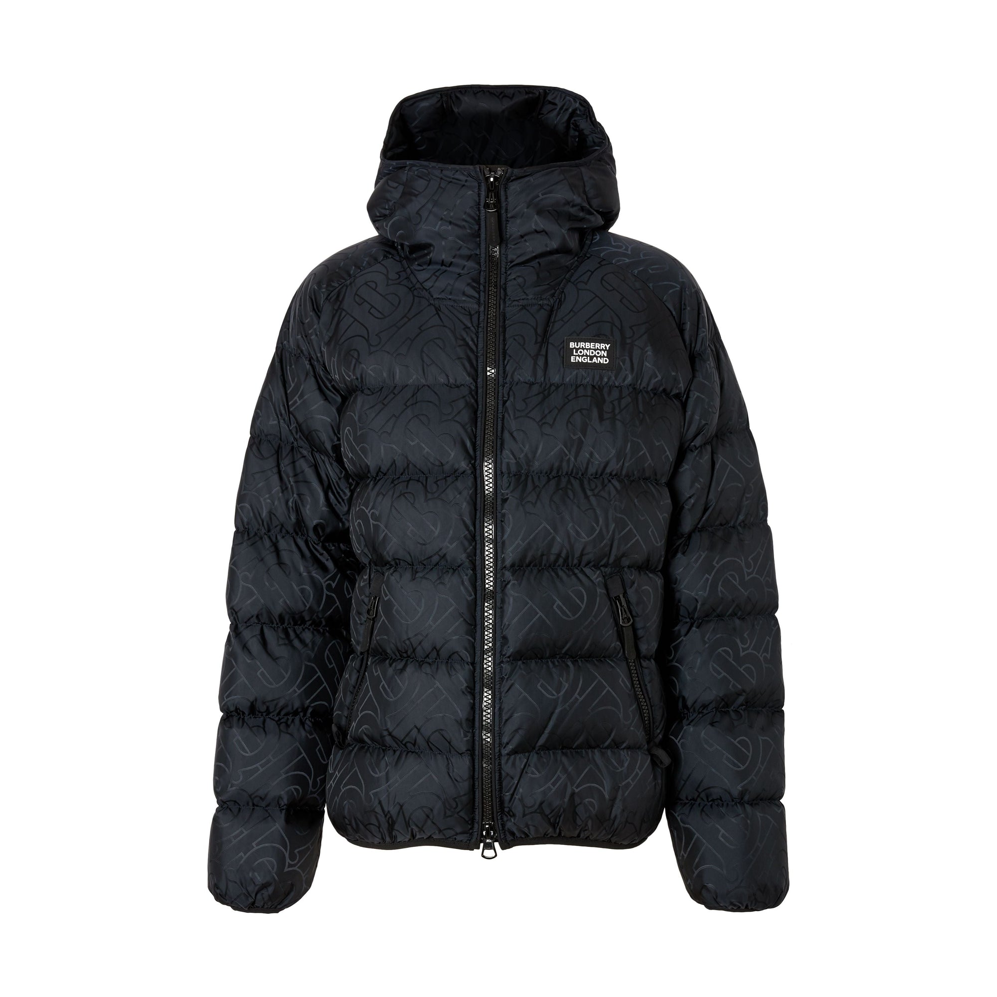 BLACK Doudoune à capuche en jacquard Monogram