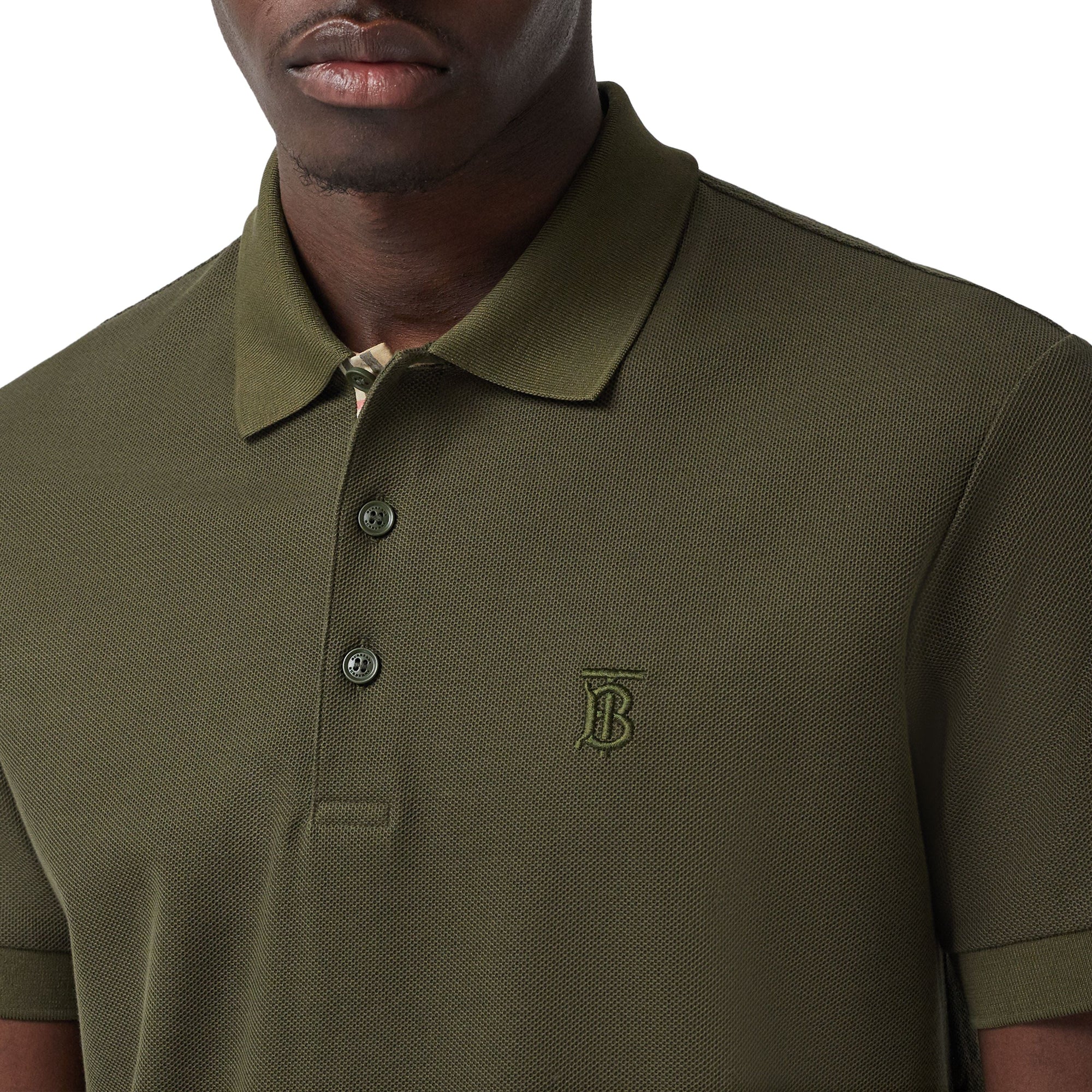 DARK OLIVE Polo en piqué de coton Monogram